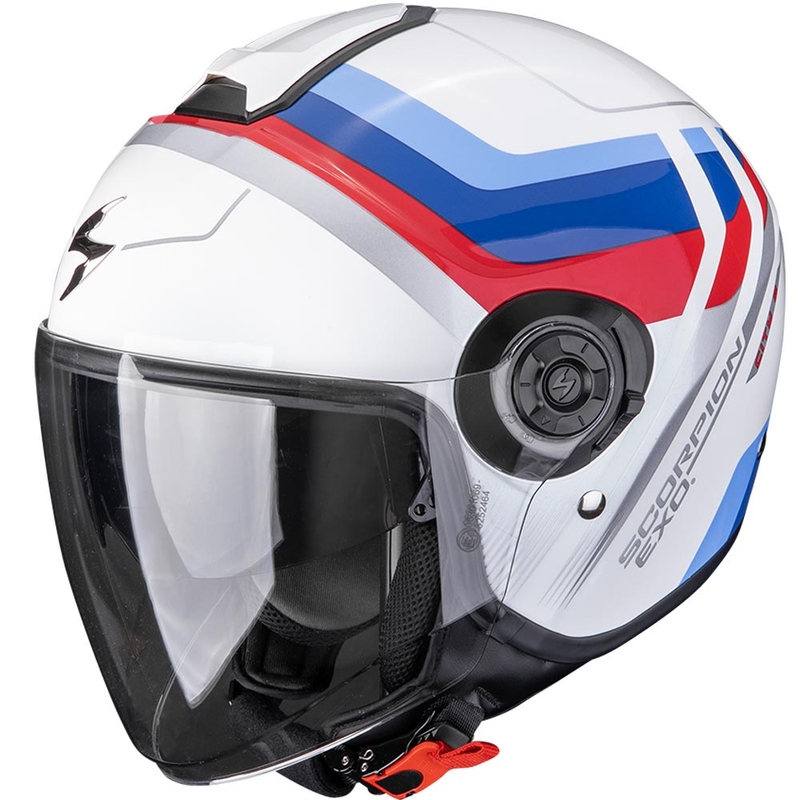 Scorpion EXO-CITY II Sport atvērtā motocikla ķivere, balta-zila-sarkana