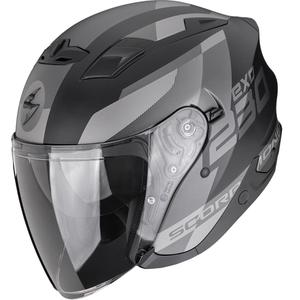 Scorpion EXO-230 Comics atvērtā motocikla ķivere, matēta melna-sudraba