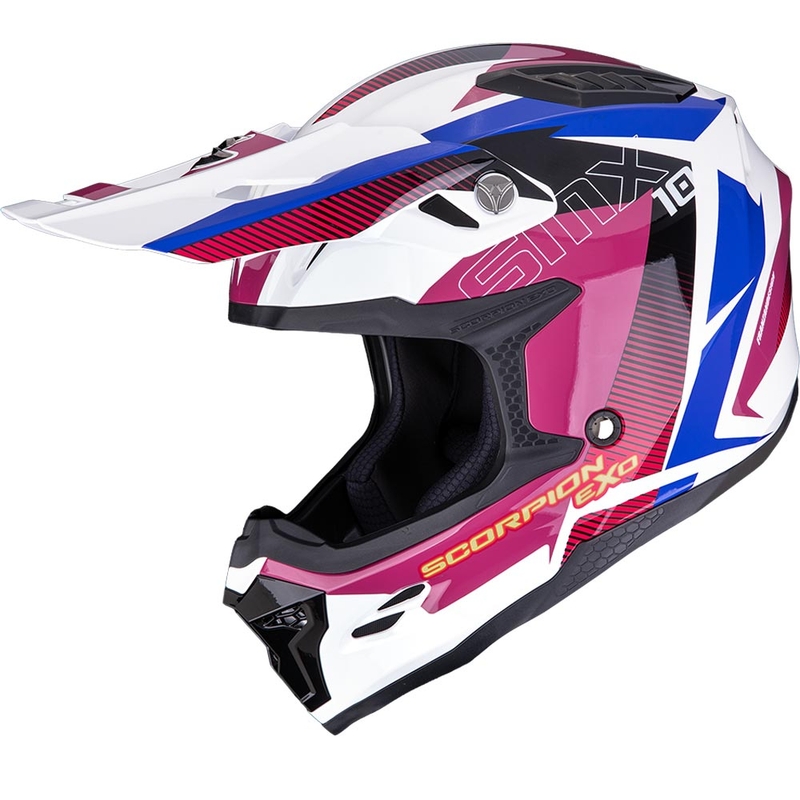 Scorpion SMX-10 Speed motokrosa ķivere balta-rozā-zila