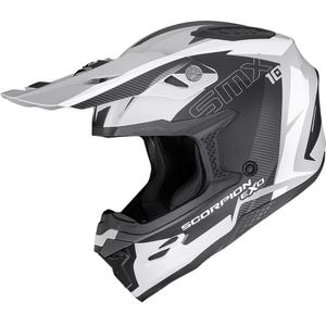 Scorpion SMX-10 Speed motokrosa ķivere matēti pelēki melni baltā krāsā
