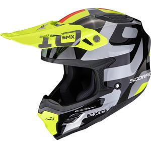 Scorpion SMX-10 Leap motokrosa ķivere melna-sudraba-fluorēta dzeltena
