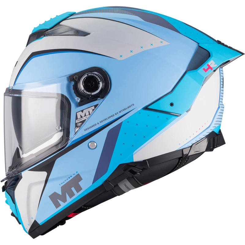 Pilna izmēra motocikla ķivere MT Thunder 4 R SV Wind Tunnel C7 matēta zili pelēka