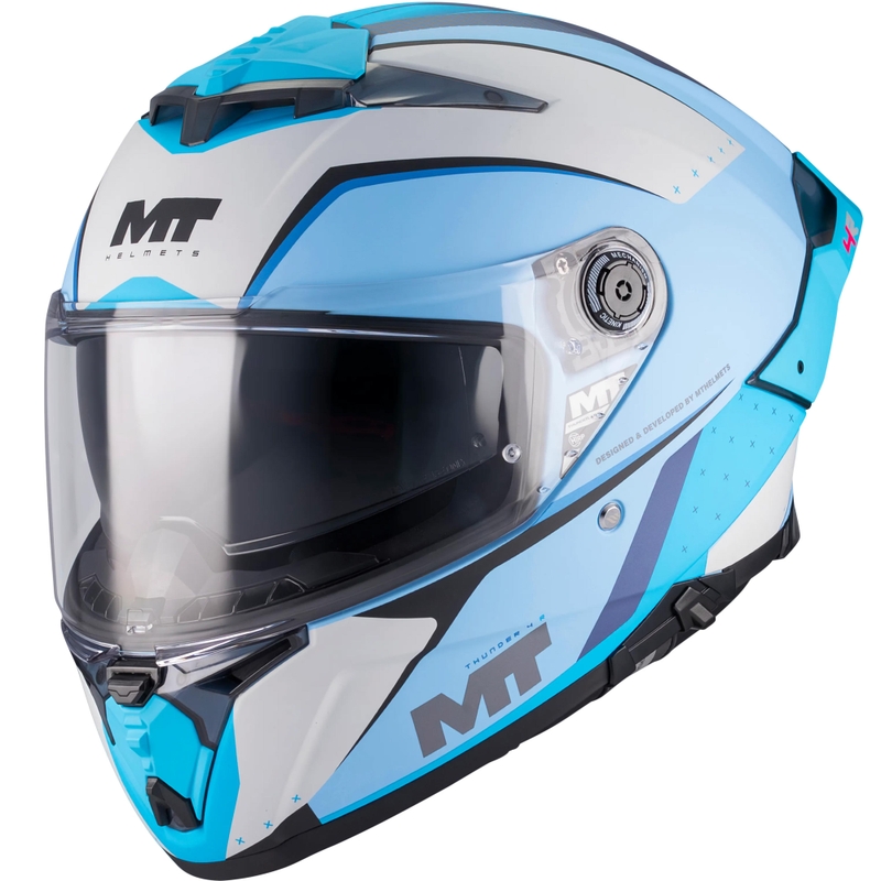 Pilna izmēra motocikla ķivere MT Thunder 4 R SV Wind Tunnel C7 matēta zili pelēka
