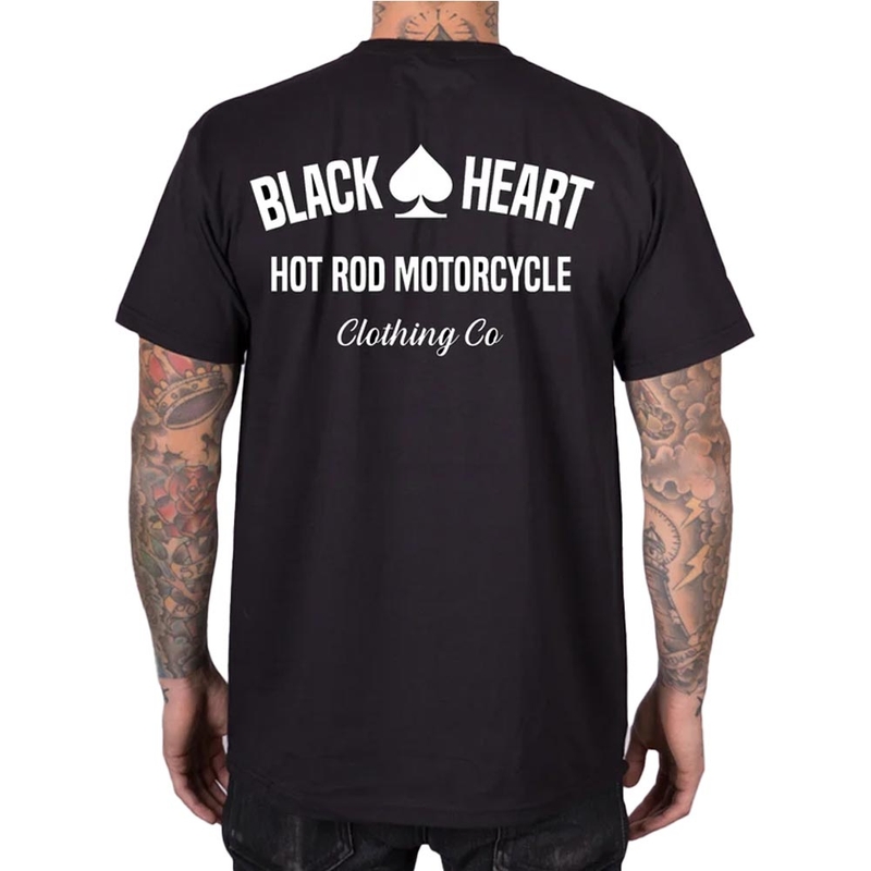 Melns Heart Hot Rod motocikla T-krekls, melns