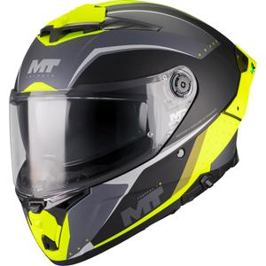 Pilna izmēra motocikla ķivere MT Thunder 4 R SV Wind Tunnel B3 melna-pelēka-fluorētiski dzeltena