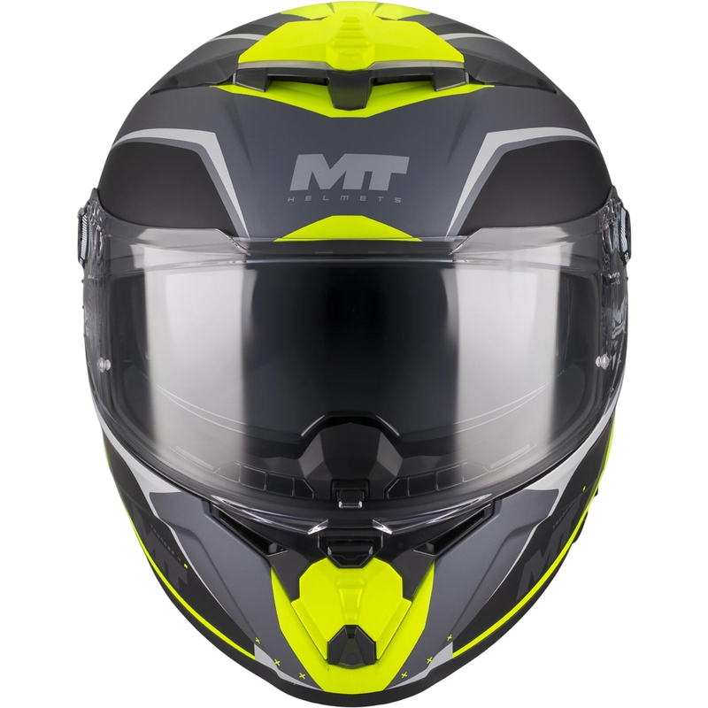 Pilna izmēra motocikla ķivere MT Thunder 4 R SV Wind Tunnel B3 melna-pelēka-fluorētiski dzeltena