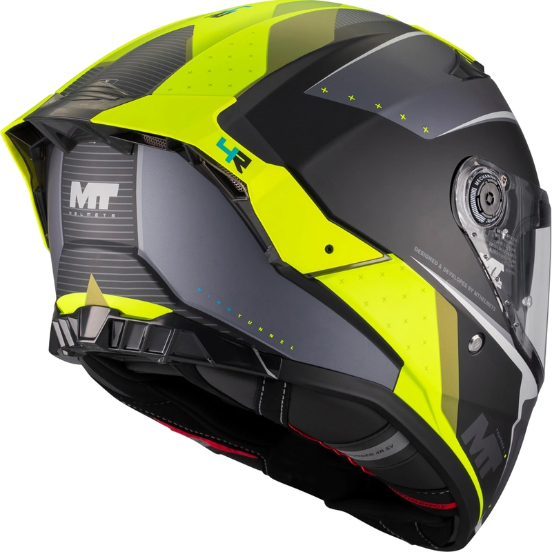 Pilna izmēra motocikla ķivere MT Thunder 4 R SV Wind Tunnel B3 melna-pelēka-fluorētiski dzeltena