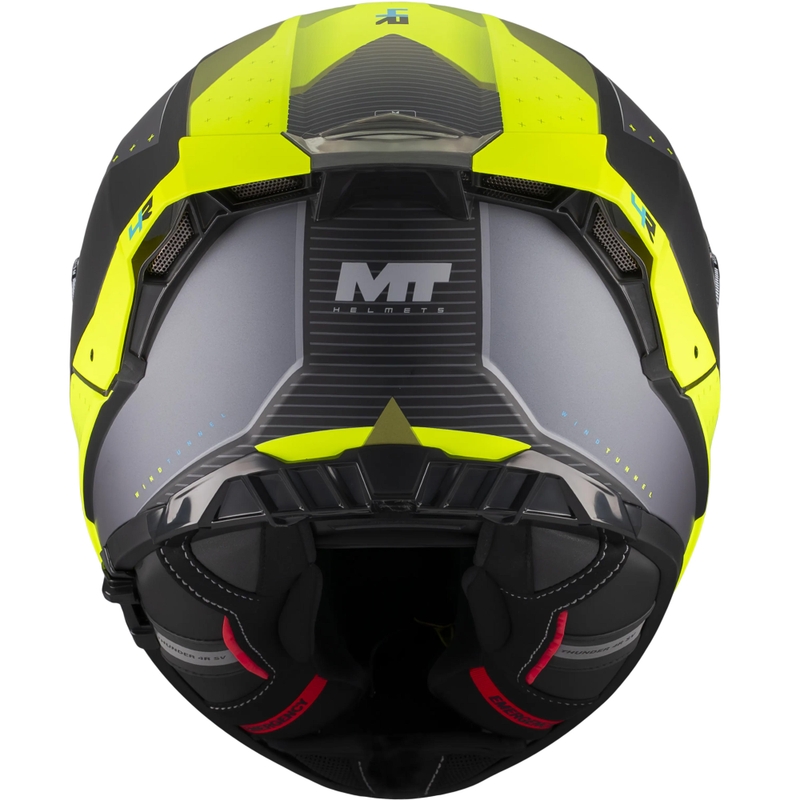 Pilna izmēra motocikla ķivere MT Thunder 4 R SV Wind Tunnel B3 melna-pelēka-fluorētiski dzeltena