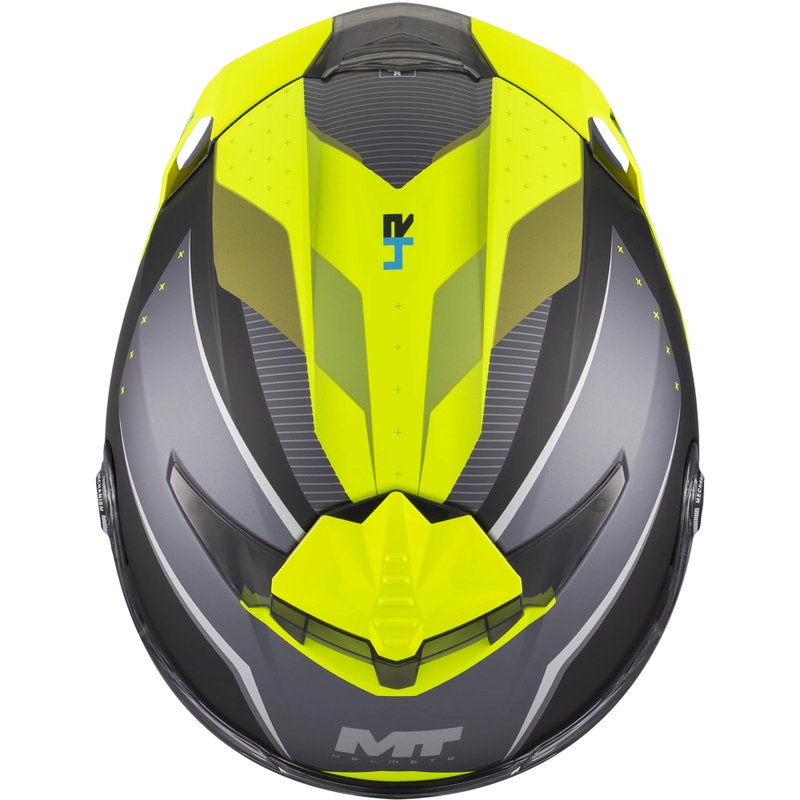 Pilna izmēra motocikla ķivere MT Thunder 4 R SV Wind Tunnel B3 melna-pelēka-fluorētiski dzeltena