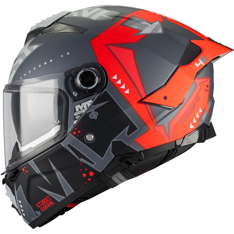 Pilna izmēra motocikla ķivere MT Thunder 4 R SV Canvas C5 melna-pelēka-sarkana