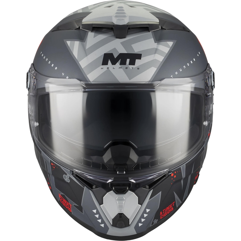 Pilna izmēra motocikla ķivere MT Thunder 4 R SV Canvas C5 melna-pelēka-sarkana