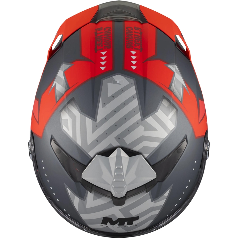 Pilna izmēra motocikla ķivere MT Thunder 4 R SV Canvas C5 melna-pelēka-sarkana