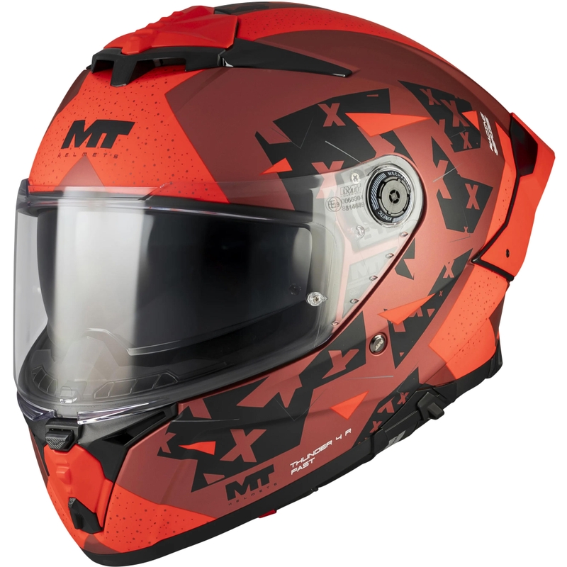 Pilna motocikla ķivere MT Thunder 4 R SV Fast C5 matēta melna-pelēka-sarkana