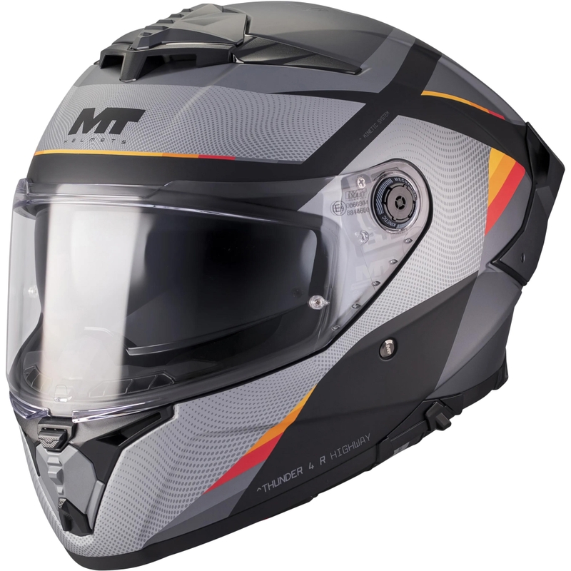 Pilna izmēra motocikla ķivere MT Thunder 4 R SV Highway B5 matēta pelēka-melna