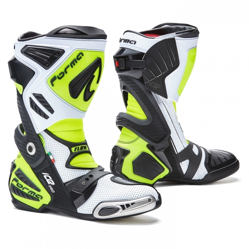 Forma Ice Pro Flow balti-melni-fluo dzelteni motocikla zābaki