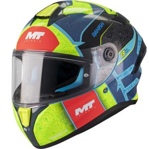 Pilna izmēra motocikla ķivere MT Targo S Danish_26_Brasil C3 zila-fluorescējoši dzeltena-sarkana