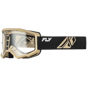 Fly Racing Focus motokrosa aizsargbrilles melnas-haki krāsā ar caurspīdīgu pleksiglasu