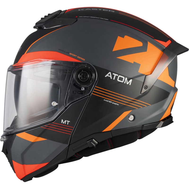 Atverama motocikla ķivere MT Atom 2 SV Kaster C14 matēta melna-pelēka-oranža