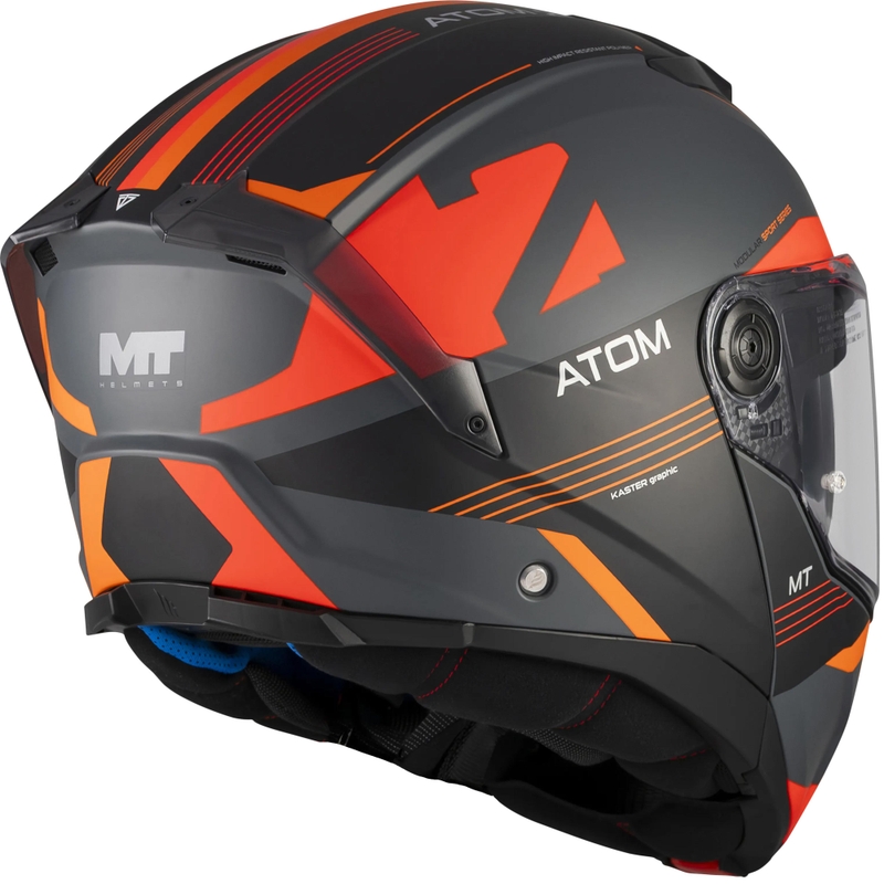 Atverama motocikla ķivere MT Atom 2 SV Kaster C14 matēta melna-pelēka-oranža