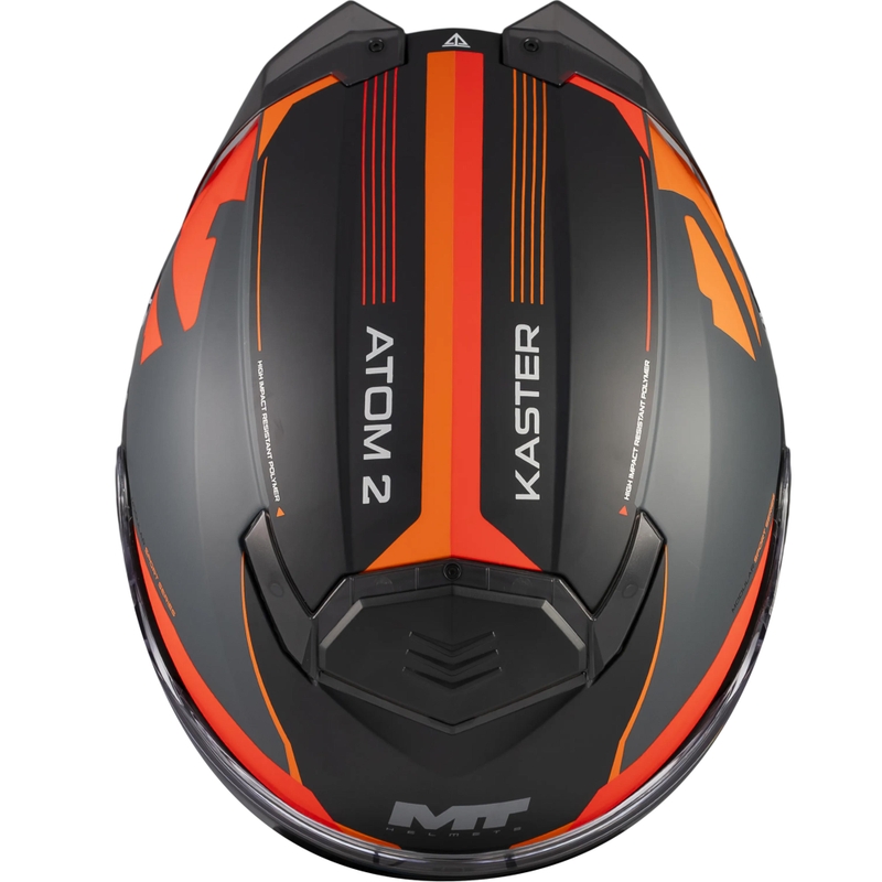 Atverama motocikla ķivere MT Atom 2 SV Kaster C14 matēta melna-pelēka-oranža