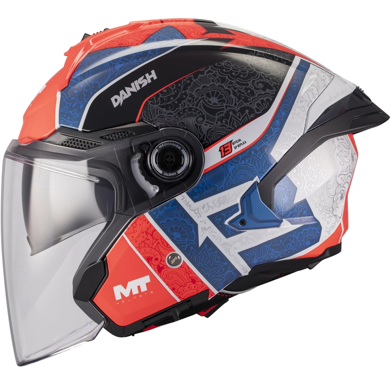 Atvērtā motocikla ķivere MT Cosmo SV Danish 26 Season C5 zila-sarkana-balta-melna