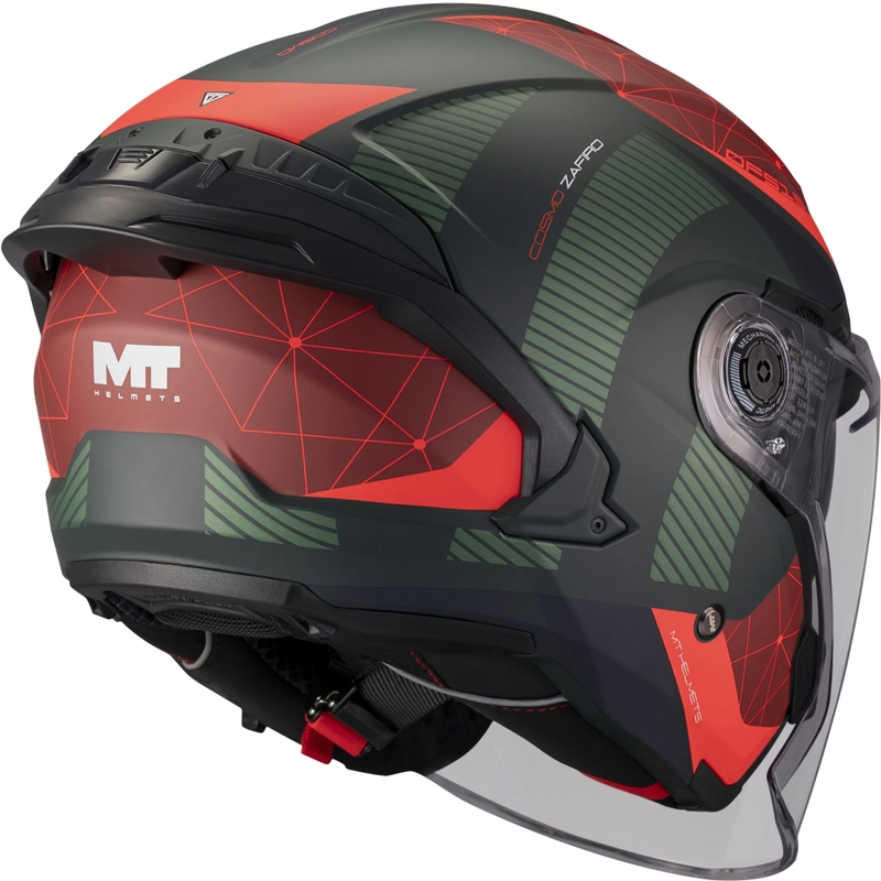 Atvērtā motocikla ķivere MT Cosmo SV Zafiro C16 matēta sarkanzaļa