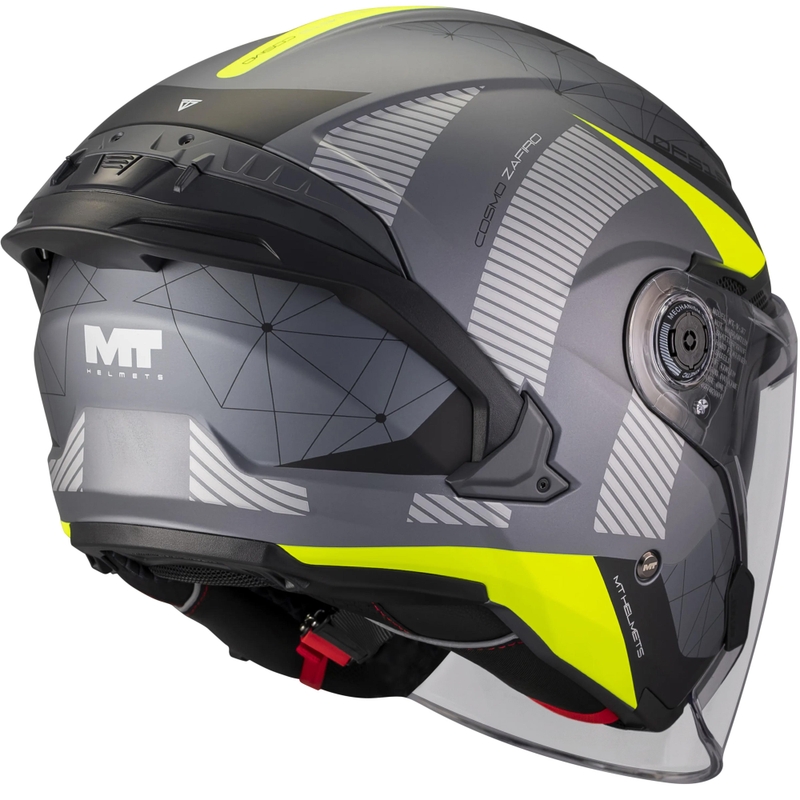 Atvērtā motocikla ķivere MT Cosmo SV Zafiro C3 matēta melna-pelēka-fluorētiski dzeltena