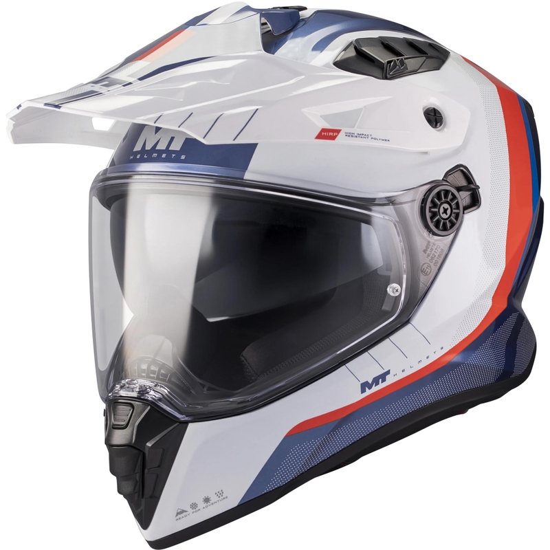 Enduro motocikla ķivere MT Track SV Nomad C0 zila-balta-sarkana