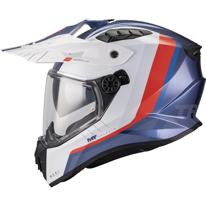Enduro motocikla ķivere MT Track SV Nomad C0 zila-balta-sarkana