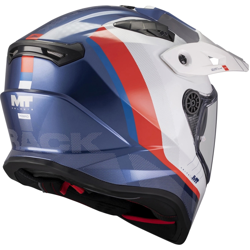 Enduro motocikla ķivere MT Track SV Nomad C0 zila-balta-sarkana