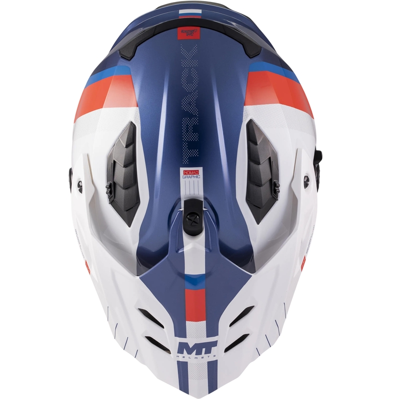 Enduro motocikla ķivere MT Track SV Nomad C0 zila-balta-sarkana