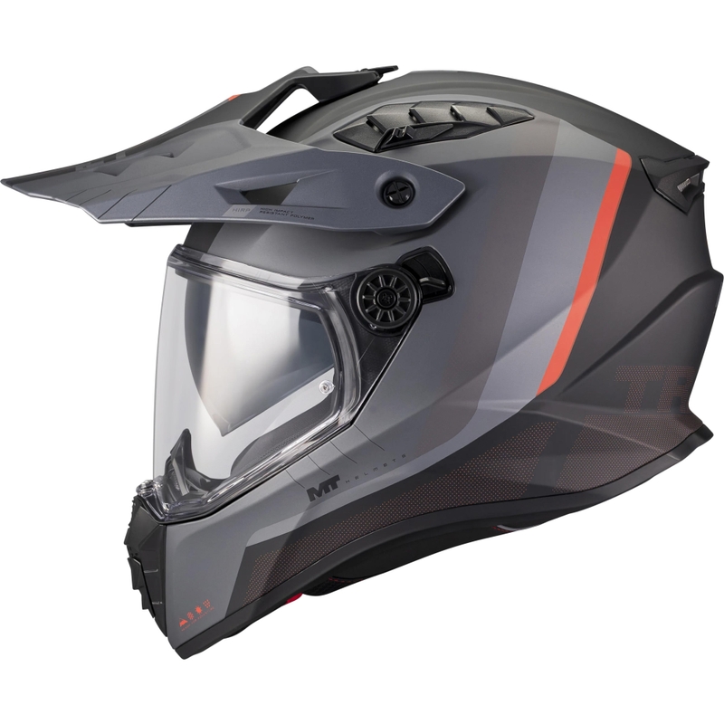 Enduro motocikla ķivere MT Track SV Nomad B25 matēta melna-pelēka-sarkana