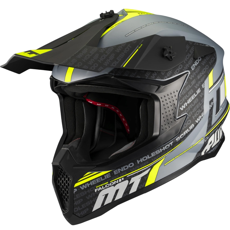 Motokrosa ķivere MT Falcon S Ruler C2 matēta melna-pelēka-fluorēta dzeltena