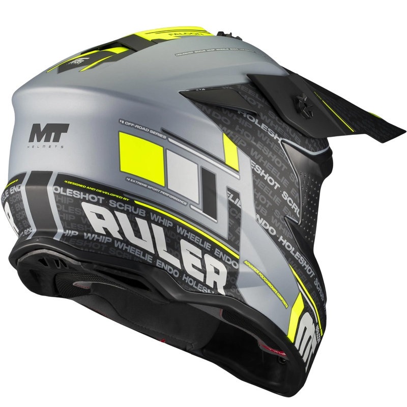 Motokrosa ķivere MT Falcon S Ruler C2 matēta melna-pelēka-fluorēta dzeltena