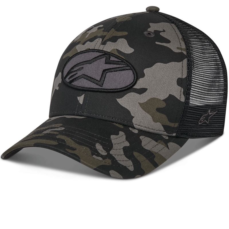 Alpinestars Oblique Camo Trucker cepure melna-kamoka-melna