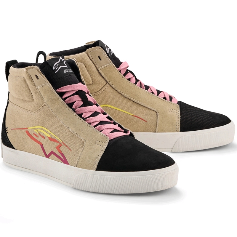 Alpinestars Ride-63 audekla motocikla zābaki krēmkrāsas-melni-balti