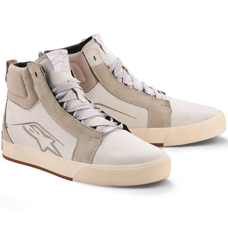 Alpinestars Ride-63 ādas motocikla zābaki balti-pelēki-brūni