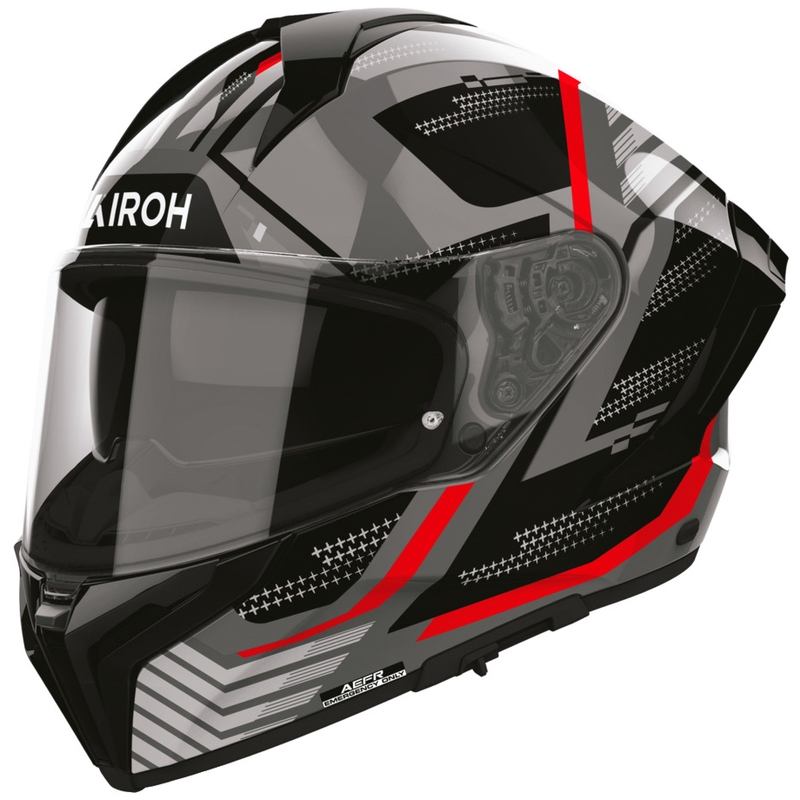 Airoh Matryx Starburst slēgta tipa motocikla ķivere melna-sarkana