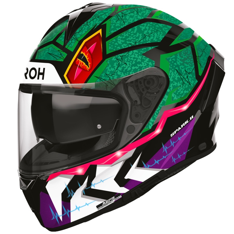 Airoh Spark 2 Rex motocikla ķivere, melna-zaļa-violeta