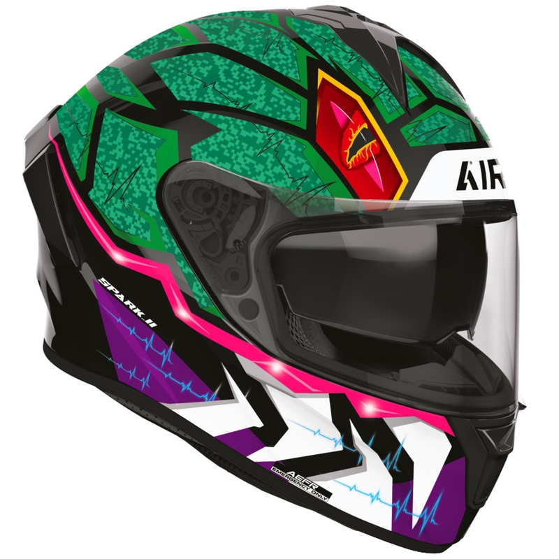 Airoh Spark 2 Rex motocikla ķivere, melna-zaļa-violeta