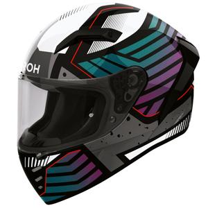 Airoh Connor Flex pilnas sejas motocikla ķivere balta-pelēka-zila-violeta