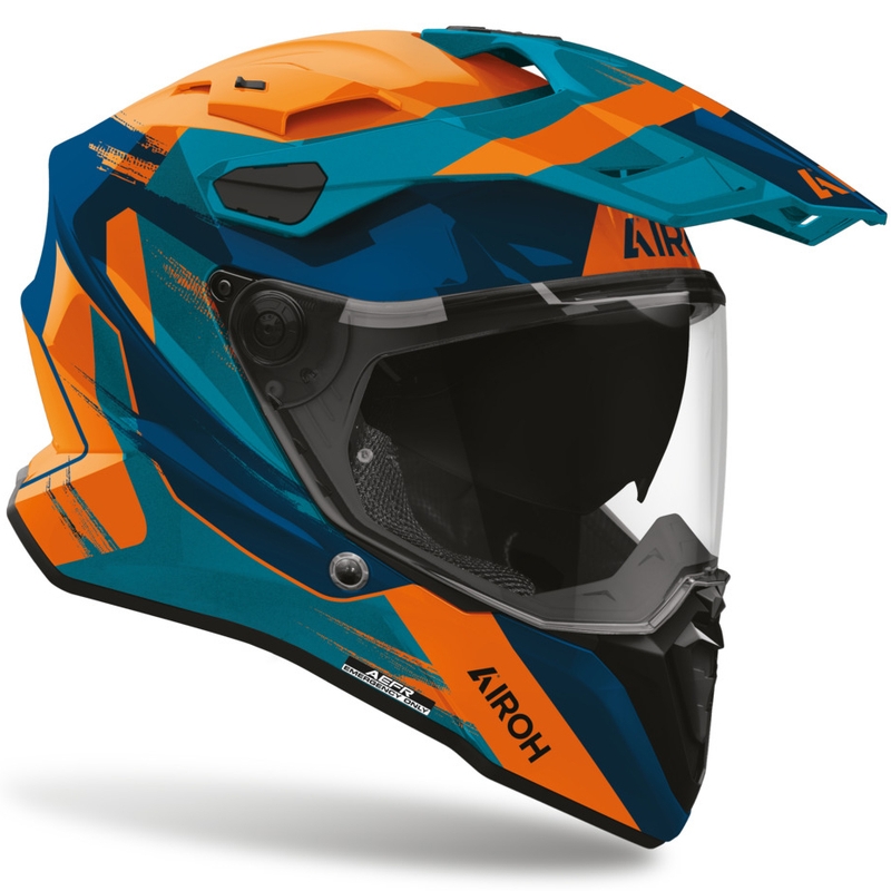 Enduro motocikla ķivere Airoh Commander 2 Razor zili oranža