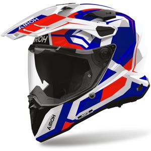 Enduro motocikla ķivere Airoh Commander 2 Polar zili sarkana