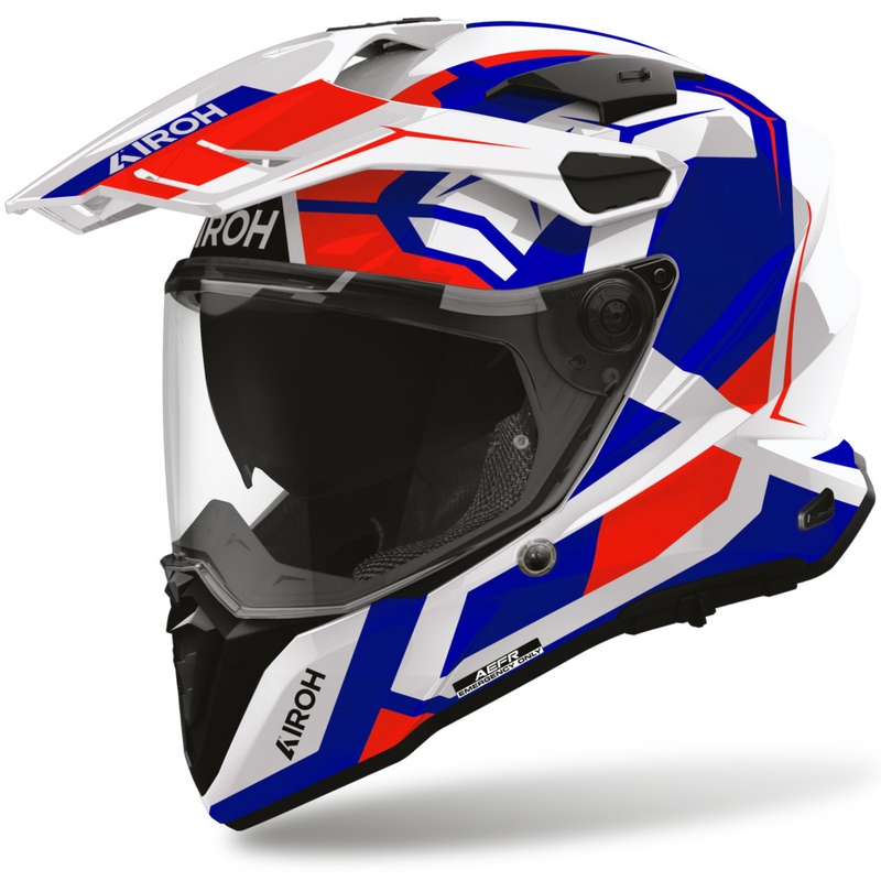 Enduro motocikla ķivere Airoh Commander 2 Polar zili sarkana