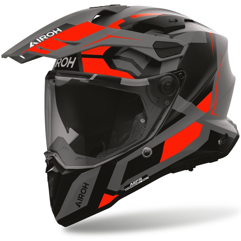 Enduro motocikla ķivere Airoh Commander 2 Polar matēta fluorescējoša sarkana