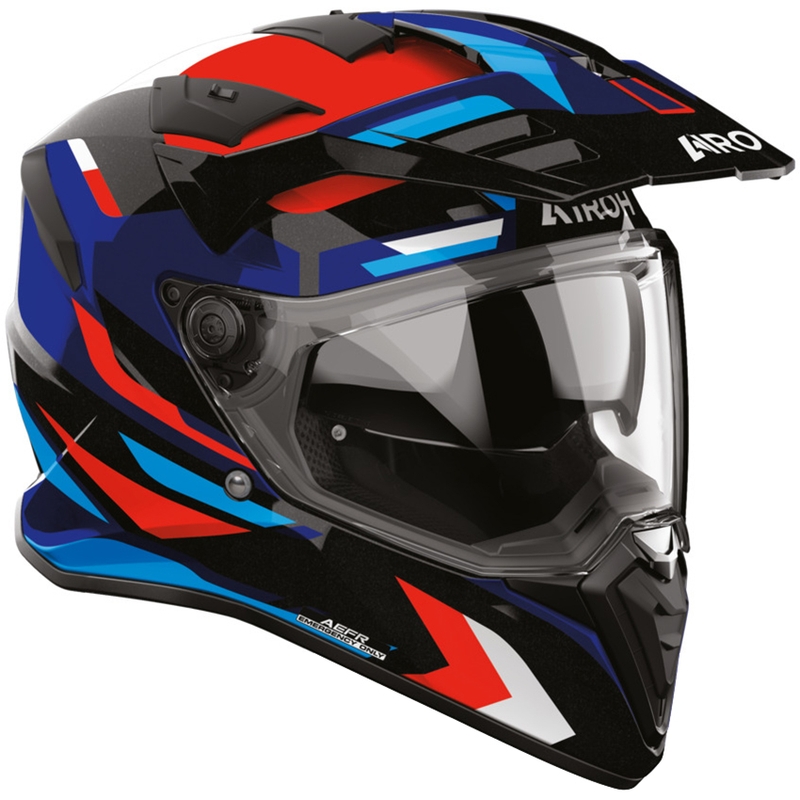 Enduro motocikla ķivere Airoh BADX-X Glitch zili sarkana