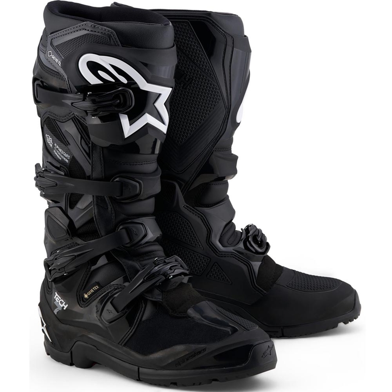 Alpinestars Tech 7 Enduro Gore-Tex® motocikla zābaki melni-tumši pelēki