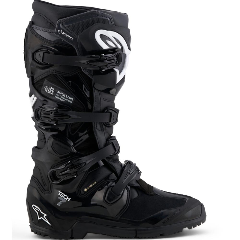 Alpinestars Tech 7 Enduro Gore-Tex® motocikla zābaki melni-tumši pelēki