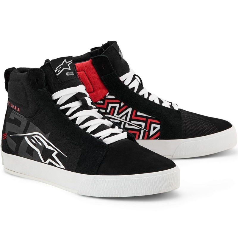 Alpinestars Ride-63 Canvas FQ20 motocikla zābaki melni-balti-sarkani
