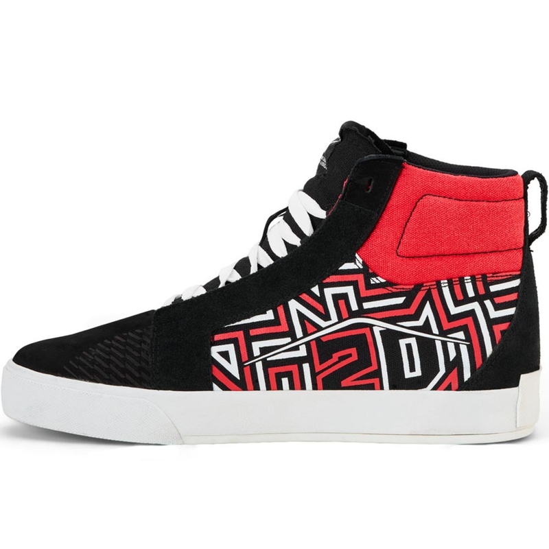 Alpinestars Ride-63 Canvas FQ20 motocikla zābaki melni-balti-sarkani